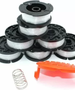 LITZEE 8PK 0.065"Bobine Pour BLACK + DECKER Strimmer Tondeuse De Remplacement 30ft 0.065" Tondeuse à Corde Alimentation Auto Ligne 8PK Bobine 1PK Capuchon 1 PK Ressort -Débroussailleuse Soldes Magasin 28431704 4