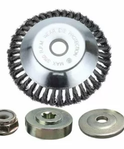 BETTERLIFE Tête Brosse Désherbage Avec Contre-écrou Pour Débroussailleuse, Plateau Désherbage En Fil D'acier Universel, Tête D'herbe Roue Au Manganèse Brosse Pièces De Rechange