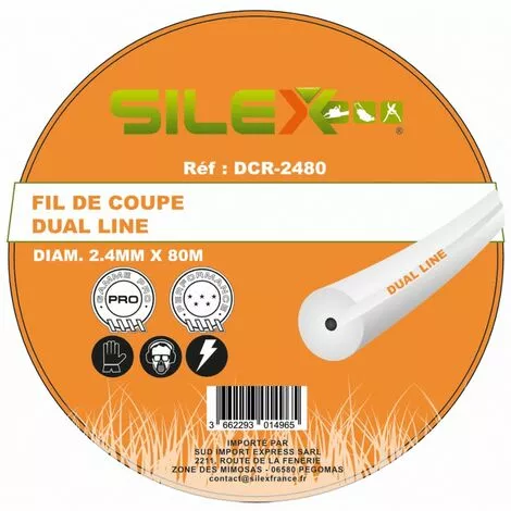 Bobine Fil De Coupe Dual LINE 80m X 2,4mm ø Silex® Gamme PRO 3 Bobine Fil De Coupe Dual LINE 80m X 2,4mm ø Silex® Gamme PRO