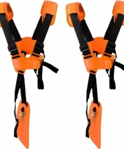 TINOR Lot De 2 Sangles D'épaule Réglables Pour Tondeuse à Gazon Avec Ceinture En Nylon Durable Pour Jardinage Ou Débroussailleuse Pour Débroussailleuse KM, STIHL FS (Orange)