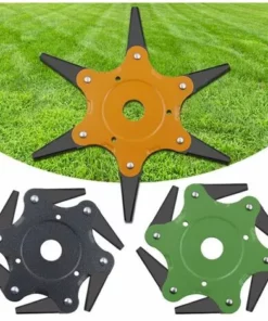 DONTODENT Tête De Débroussailleuse En Métal à 6 Dents - Tête De Tondeuse à Gazon De Jardin 2 Commandes - Vert, Lame Plate