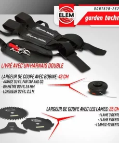 ELEM GARDEN TECHNIC Débroussailleuse Thermique 52cc - Bobine + 3 Lames - Elem Garden -Débroussailleuse Soldes Magasin 53909028 3