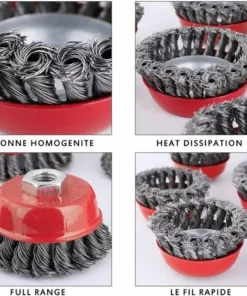 MODOU Tête Brosse Désherbage, Pour Débroussailleuse, Plateau Désherbage En Fil D'acier Universel Aménagement Paysager Coupe Irrigation Machines Accessoires (4 Pouces) -Débroussailleuse Soldes Magasin 54087168 5