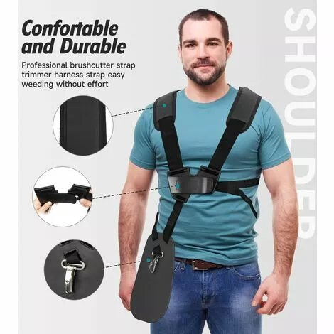 ILOVEMILAN Lot De 2 Sangles D'épaule Réglables Pour Tondeuse à Gazon Avec Ceinture En Nylon Durable Pour Jardinage Ou Débroussailleuse Pour Débroussailleuse KM, STIHL FS (Noir) 4 ILOVEMILAN Lot De 2 Sangles D'épaule Réglables Pour Tondeuse à Gazon Avec Ceinture En Nylon Durable Pour Jardinage Ou Débroussailleuse Pour Débroussailleuse KM, STIHL FS (Noir) – Image 2