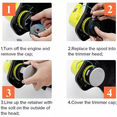 HKLFFJA 8 Paquets Bobine De Rechange Pour Coupe-bordure De Ligne 0,065 Pouce Pour Ryobi 18v 24v 40v, Compatible Avec Ryobi One + AC14RL3A, Coupe-fil Sans Fil Line 11ft, 6 Bobines + 2 Capuchons De Coupe 7 HKLFFJA 8 Paquets Bobine De Rechange Pour Coupe-bordure De Ligne 0,065 Pouce Pour Ryobi 18v 24v 40v, Compatible Avec Ryobi One + AC14RL3A, Coupe-fil Sans Fil Line 11ft, 6 Bobines + 2 Capuchons De Coupe – Image 5