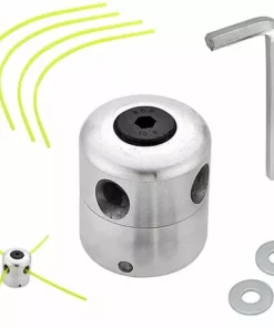 FR-LIFE BR-Vie Tête De Coupe-herbe En Aluminium Tête De Débroussailleuse Universelle Tête De Coupe Bobine Avec 4 Nylon Ligne Coupe Bordure Tête Double Fil Bobine Pour Débroussailleuse à Gazon Et Brosse Cutter