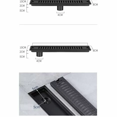 LUCKY-88 Accessoires Pour évier De Cuisine Siphon De Sol Rectangulaire Noir Siphon De Sol Long En Acier Inoxydable 304 Trou De Vidange Latéral (20 Cm De Long) 7 LUCKY-88 Accessoires Pour évier De Cuisine Siphon De Sol Rectangulaire Noir Siphon De Sol Long En Acier Inoxydable 304 Trou De Vidange Latéral (20 Cm De Long) – Image 5