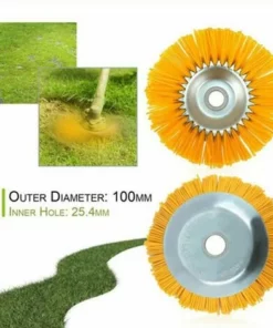LIRIKA Brosse Anti-mauvaises Herbes En Nylon Pour Débroussailleuse - Outil De Jardin - Tête De Débroussailleuse - Trou Intérieur 25,4 Mm - Jaune - 200 Mm -Débroussailleuse Soldes Magasin 56374808 4