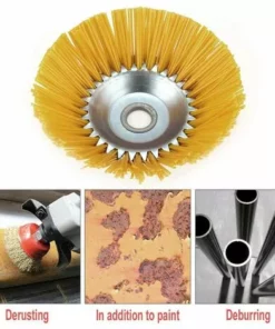 LIRIKA Brosse Anti-mauvaises Herbes En Nylon Pour Débroussailleuse - Outil De Jardin - Tête De Débroussailleuse - Trou Intérieur 25,4 Mm - Jaune - 200 Mm -Débroussailleuse Soldes Magasin 56374808 5