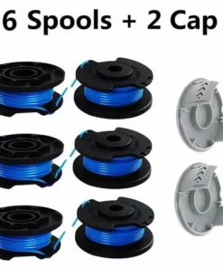 HKLFFJA 8 Paquets Bobine De Rechange Pour Coupe-bordure De Ligne 0,065 Pouce Pour Ryobi 18v 24v 40v, Compatible Avec Ryobi One + AC14RL3A, Coupe-fil Sans Fil Line 11ft, 8 Bobines + 2 Capuchons De Coupe -Débroussailleuse Soldes Magasin 57020546 2