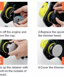 HKLFFJA 10 Paquets Bobine De Rechange Pour Coupe-bordure De Ligne 0,065 Pouce Pour Ryobi 18v 24v 40v, Compatible Avec Ryobi One + AC14RL3A, Coupe-fil Sans Fil Line 11ft, 8 Bobines + 2 Capuchons De Coupe -Débroussailleuse Soldes Magasin 57020557 5