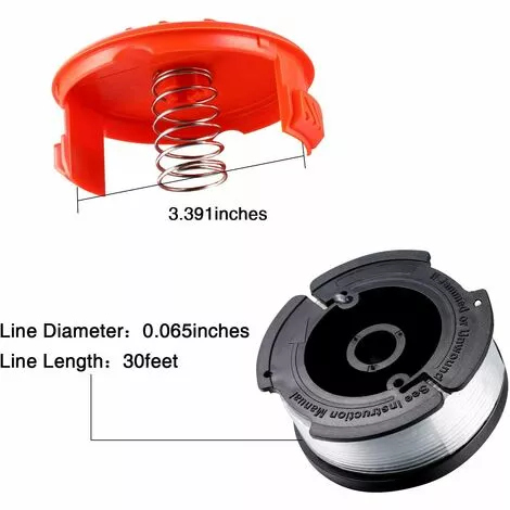 HKLFFJA Bobine De Remplacement à Alimentation Automatique, Compris 2 Paquets Bobines De Remplacement (32,8 Ft 0,065 Pouces) Et Capuchon Compatible Avec Black Et Decker Af-100 (3 Pièces) 4 HKLFFJA Bobine De Remplacement à Alimentation Automatique, Compris 2 Paquets Bobines De Remplacement (32,8 Ft 0,065 Pouces) Et Capuchon Compatible Avec Black Et Decker Af-100 (3 Pièces) – Image 2