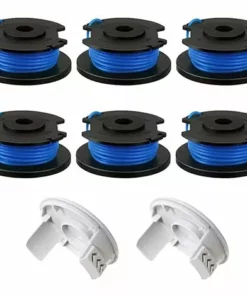 HKLFFJA Bobine De Fil De Rechange Pour Débroussailleuse Ryobi One+ AC14RL3A 18 V, 24 V, 40 V, Bobine De Rechange Pour Coupe-bordure De Ligne 1.65 Mm, 11ft Pour Débroussailleuse (6 Bobines + 2 Bouchons)