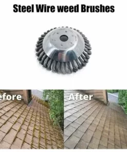 AOUGO Brosse De Débroussailleuse à Gazon, 6 Pouce Tête De Tondeuse à Fil Avec Roue En Fil D'acier Solide, Brosse à Désherber Ronde En Métal -Débroussailleuse Soldes Magasin 58693393 4