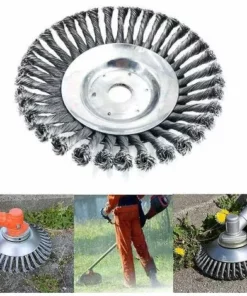 AOUGO Brosse De Débroussailleuse à Gazon, 6 Pouce Tête De Tondeuse à Fil Avec Roue En Fil D'acier Solide, Brosse à Désherber Ronde En Métal -Débroussailleuse Soldes Magasin 58693393 5