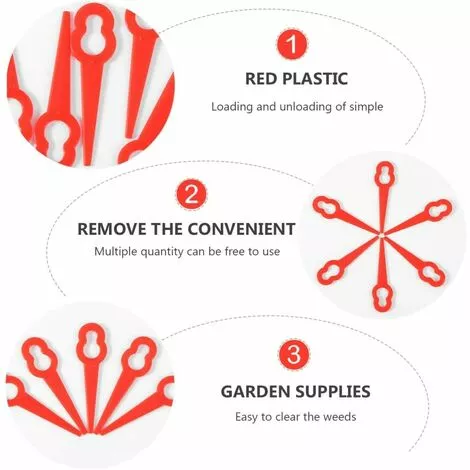 QERSTA 100 Pièces Lames De Coupe En Plastique, 76mm Lames De Tondeuse à Gazon Coupe-Herbe Pour Trim Lawn Garden Plant (Rouge) 4 QERSTA 100 Pièces Lames De Coupe En Plastique, 76mm Lames De Tondeuse à Gazon Coupe-Herbe Pour Trim Lawn Garden Plant (Rouge) – Image 2