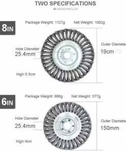 CATHERINE Tête De Désherbage Fil D'acier, 6/8 Pouce Brosse Rotative Disque De Pinceau à Roue Pour Outils De Pelouse Jardin Agriculture - Trou Intérieur 25.4mm (6 Pouce) -Débroussailleuse Soldes Magasin 59472044 5