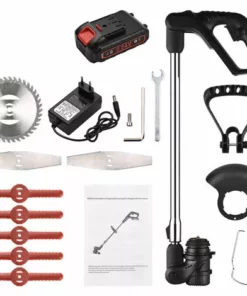 HAPPYSHOPPING Tondeuse à Gazon électrique Pliable Et Rétractable Tondeuse à Gazon Manuelle Au Lithium-ion Batterie Li-ion 24V 7500mAh Noir Euro Spec Une Batterie Une Charge -Débroussailleuse Soldes Magasin 59977025 4