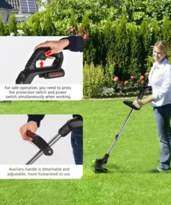 HAPPYSHOPPING Tondeuse à Gazon électrique Pliable Et Rétractable Tondeuse à Gazon Manuelle Au Lithium-ion Batterie Li-ion 24V 7500mAh Noir Euro Spec Une Batterie Une Charge -Débroussailleuse Soldes Magasin 59977025 5