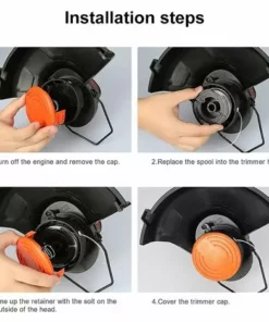 DENUOTOP Fil Couvercles De Capuchon De Bobine De Rechange Pour Coupe-herbe Compatibles Pour Coupe-herbe Black + Decker, Paquet De 4 (4 Capuchons De Bobine + 4 Ressorts) -Débroussailleuse Soldes Magasin 60010175 4