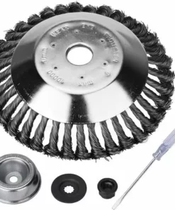 DECKON 8'' Kit De Brosse De Débroussailleuse à Gazon, 200x25,4mm Brosse à Désherber Ronde Pour éliminer Les Mauvaises Herbes, Tête Brosse Avec Roue En Fil D'acier Massif Pour Jardin Agriculture(8 Pouce)