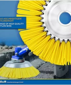 DECKON Tête Brosse Débroussailleuse Universelle. Brosse Désherbage Gazon Mauvaises Herbes En Nylon 200 X 25,4 Mm Jaune -Débroussailleuse Soldes Magasin 60282856 3