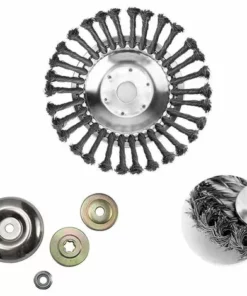 JOORRT Tête Brosse Désherbage 6 Pouces Métallique, Brosse Débroussailleuse De Mauvaises Herbes, Brosse à Désherber Ronde Pour Jardin Rue Agriculture(150 X 25,4mm)