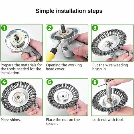 BENOBBY KIDS Brosse De Débroussailleuse, Tête De Brosse De Désherbage, Brosse De Désherbage De Débroussailleuse, Brosse De Désherbage Métallique, Environ 6 Pouces, Accessoires De Tondeuse à Gazon 6 BENOBBY KIDS Brosse De Débroussailleuse, Tête De Brosse De Désherbage, Brosse De Désherbage De Débroussailleuse, Brosse De Désherbage Métallique, Environ 6 Pouces, Accessoires De Tondeuse à Gazon – Image 4