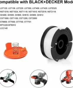 Cisea Lot De 6 Bobines Pour Black Decker Coupe-Bordures,Fil En Nylon, Fil De ⌀1,65 Mm+1 Capuchon +1 Ressort -Débroussailleuse Soldes Magasin 60892962 2