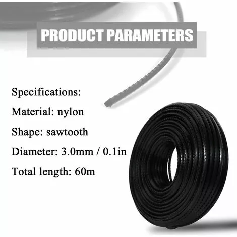 TANCYCO 3.0mm 60 Mètres Professionnel Fine Qualité Nylon En Lame De Scie Trimmer Corde Débroussailleuse Strimmer Ligne Tonte Fil Tondeuse Accessoire 6 TANCYCO 3.0mm 60 Mètres Professionnel Fine Qualité Nylon En Lame De Scie Trimmer Corde Débroussailleuse Strimmer Ligne Tonte Fil Tondeuse Accessoire – Image 4