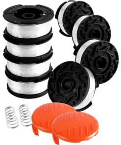HIASDFLS Bobine Fil Coupe Bordure Pour Black Et Decker Coupe-Bordures, 8 Bobine De Fil Debroussailleuse Avec 2 Couvercle De Bobine Et 2 Ressort