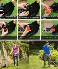 HIASDFLS Bobine Fil Coupe Bordure Pour Black Et Decker Coupe-Bordures, 8 Bobine De Fil Debroussailleuse Avec 2 Couvercle De Bobine Et 2 Ressort -Débroussailleuse Soldes Magasin 61242632 3