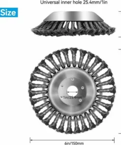 GroupM 6 Pouces 150mm Brosse De Désherbage Bol Type Torsion Fil Roue Pelouse Jardin Outils Agricoles Débroussailleuse