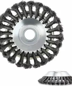 CARILLONSàVENT Brosse De Débroussailleuse à Gazon,Carivent Tête De Tondeuse à Fil Avec Roue En Fil D'acier Solide, Brosse à Désherber Ronde En Métal,Outil Multifonctionnel D'élimination Des Mauvaises Herbes(6 Pouces)