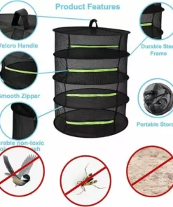 OSQI Étendoir à Herbes Suspendu Étendoir En Maille Pour Plantes Sèche-herbes Filet Sec Pliable Avec Fermeture éclair Pour Graines, Bourgeons, Noix, Plantes Hydroponiques (4 Couches) -Débroussailleuse Soldes Magasin 65506364 3