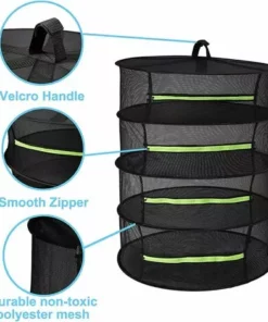 OSQI Étendoir à Herbes Suspendu Étendoir En Maille Pour Plantes Sèche-herbes Filet Sec Pliable Avec Fermeture éclair Pour Graines, Bourgeons, Noix, Plantes Hydroponiques (4 Couches) -Débroussailleuse Soldes Magasin 65506364 4