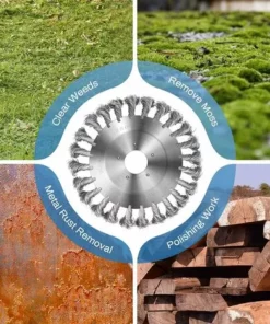 OCXIN 2 Pièces Débroussailleuse Contre Les Mauvaises Herbes, Brosse Ronde Pour 150 Diamètre De Sol, Brosse Contre Les Mauvaises Herbes Pour Débroussailleuse Coupe-herbe Jardin Brique Route Pavage Enlèvement De L'herbe, Alésage 25,4 Mm -Débroussailleuse Soldes Magasin 66998461 3