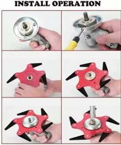 FVO Tête De Coupe Extérieure Lame De Débroussailleuse 65Mn Accessoires De Tête De Tondeuse À Gazon 6 Remplacement De La Tondeuse De Rasoir En Acier Avec Affûteuse De Lame （Kits D'Adaptateur Non Inclus） -Débroussailleuse Soldes Magasin 66999054 4