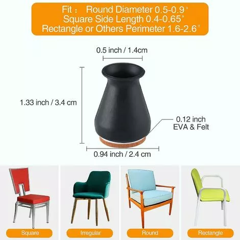 DECKON Protecteurs De Sol De Jambe De Chaise En Silicone Avec Felt Fit 0.5 « - 1 » 16 Pcs 5 DECKON Protecteurs De Sol De Jambe De Chaise En Silicone Avec Felt Fit 0.5 « - 1 » 16 Pcs – Image 3