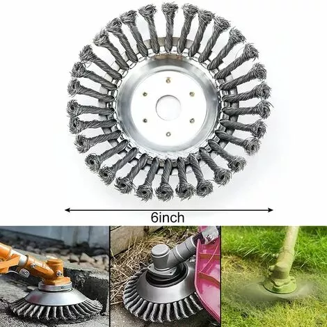 REGALOS Tête De Débroussailleuse Conique En Fil Acier Massif De Fer Noué De 150 Mm Pour Tondeuse à Gazon - Plateau De Désherbage Jardin Et Mauvaises Herbes, Brosse Rotative De Rechange Pour Tonte 4 REGALOS Tête De Débroussailleuse Conique En Fil Acier Massif De Fer Noué De 150 Mm Pour Tondeuse à Gazon - Plateau De Désherbage Jardin Et Mauvaises Herbes, Brosse Rotative De Rechange Pour Tonte – Image 2