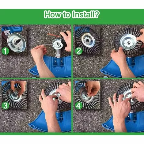 REGALOS Tête De Débroussailleuse Conique En Fil Acier Massif De Fer Noué De 150 Mm Pour Tondeuse à Gazon - Plateau De Désherbage Jardin Et Mauvaises Herbes, Brosse Rotative De Rechange Pour Tonte 6 REGALOS Tête De Débroussailleuse Conique En Fil Acier Massif De Fer Noué De 150 Mm Pour Tondeuse à Gazon - Plateau De Désherbage Jardin Et Mauvaises Herbes, Brosse Rotative De Rechange Pour Tonte – Image 4