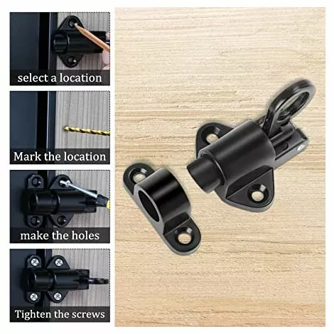 VOCTEIN Lot De 2 Loquets De Porte Automatiques – Loquets De Porte En Alliage De Zinc Loquets à Ressort Loquets De Porte à Rebond Automatique, Loquets De Porte à Rebond à Ressort Avec Vis, Pour Portes D'armoire (noir) 6 VOCTEIN Lot De 2 Loquets De Porte Automatiques – Loquets De Porte En Alliage De Zinc Loquets à Ressort Loquets De Porte à Rebond Automatique, Loquets De Porte à Rebond à Ressort Avec Vis, Pour Portes D'armoire (noir) – Image 4