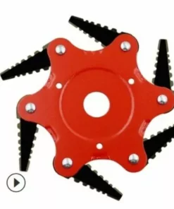 QERSTA Tête De Débroussailleuse En Métal à 6 Dents - Tête De Tondeuse à Gazon De Jardin 2 Commandes - Lame Rouge, Noire
