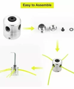 GRID COOL Tête De Débroussailleuse Universelle Aluminium Fils Tête Coupe-bordure Tête Double Fil Bobine Tête Fil Nylon Pour Tondeuse, 1 Têtes De Fil + 4 Fils -Débroussailleuse Soldes Magasin 68073258 3